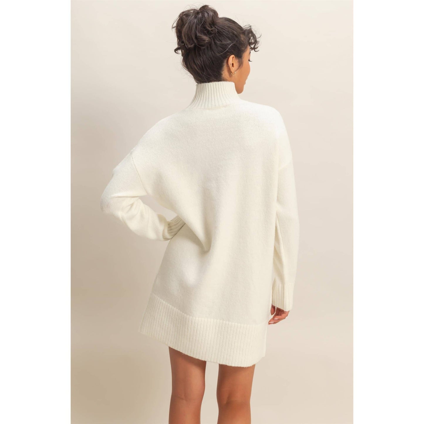 High Neck Sweater Mini Dress: BLACK / S-M-L(2-2-2)