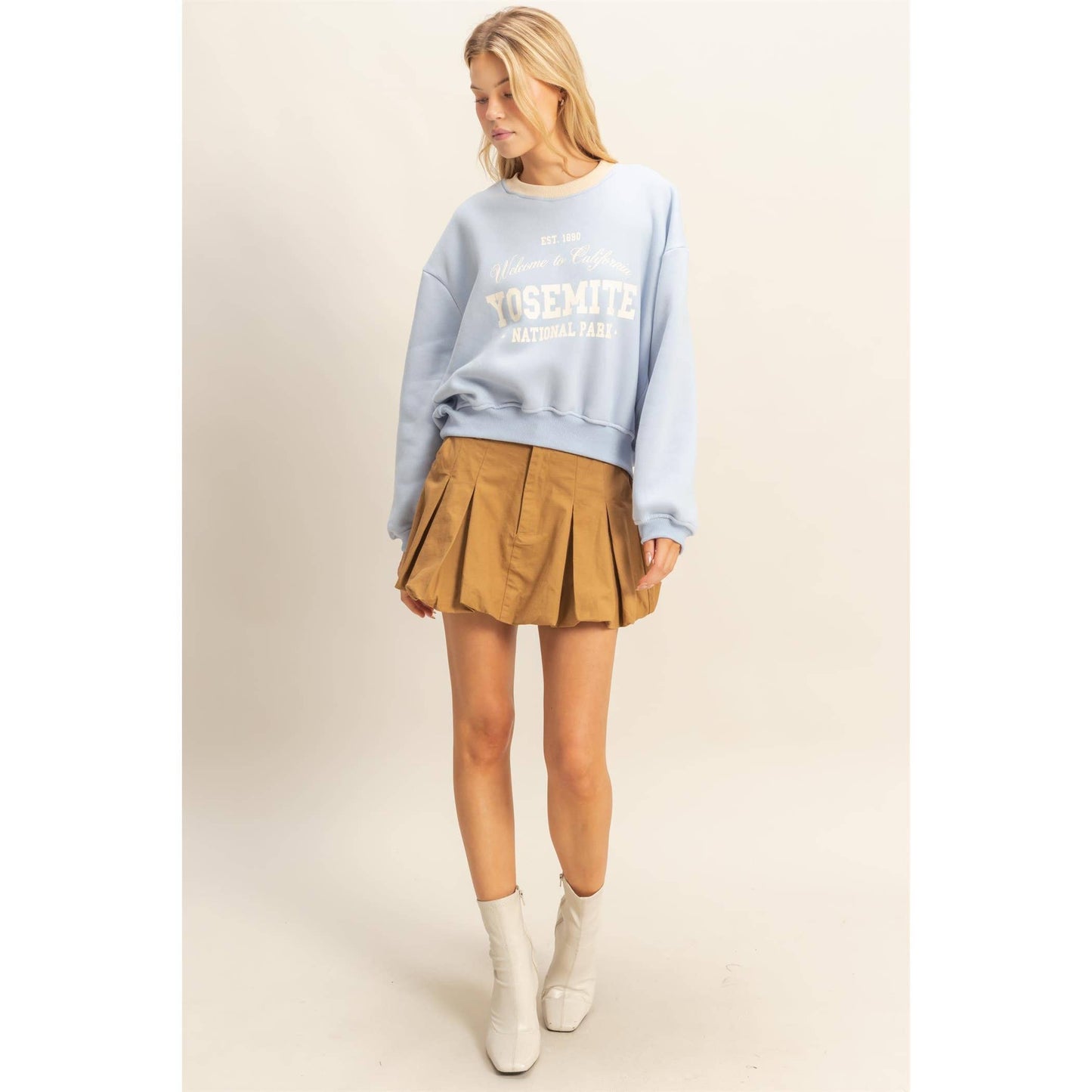 Vintage-Inspired Yosemite Crewneck Top: CHARCOAL / S-M-L(2-2-2)