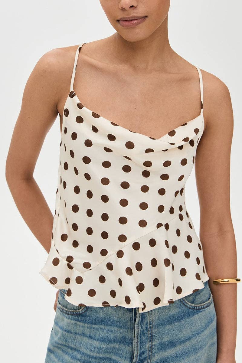 Polka Dot Cami Top: BEIGE / L