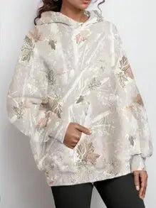 Trendy Viral Forest Camo print oversized hoodie: White / XL