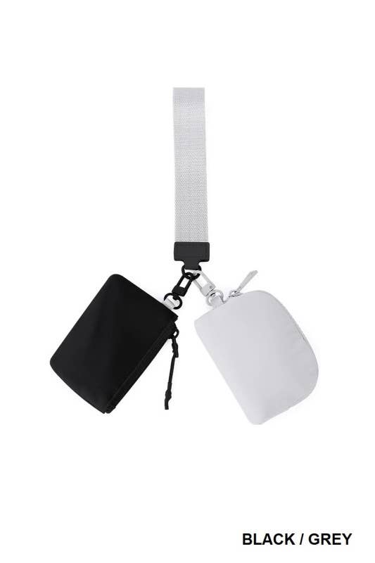 Dual Pouch Wristlet Keychain Wallet: BOWKNOT BLACK/BLACK / 1 (ONE SIZE)