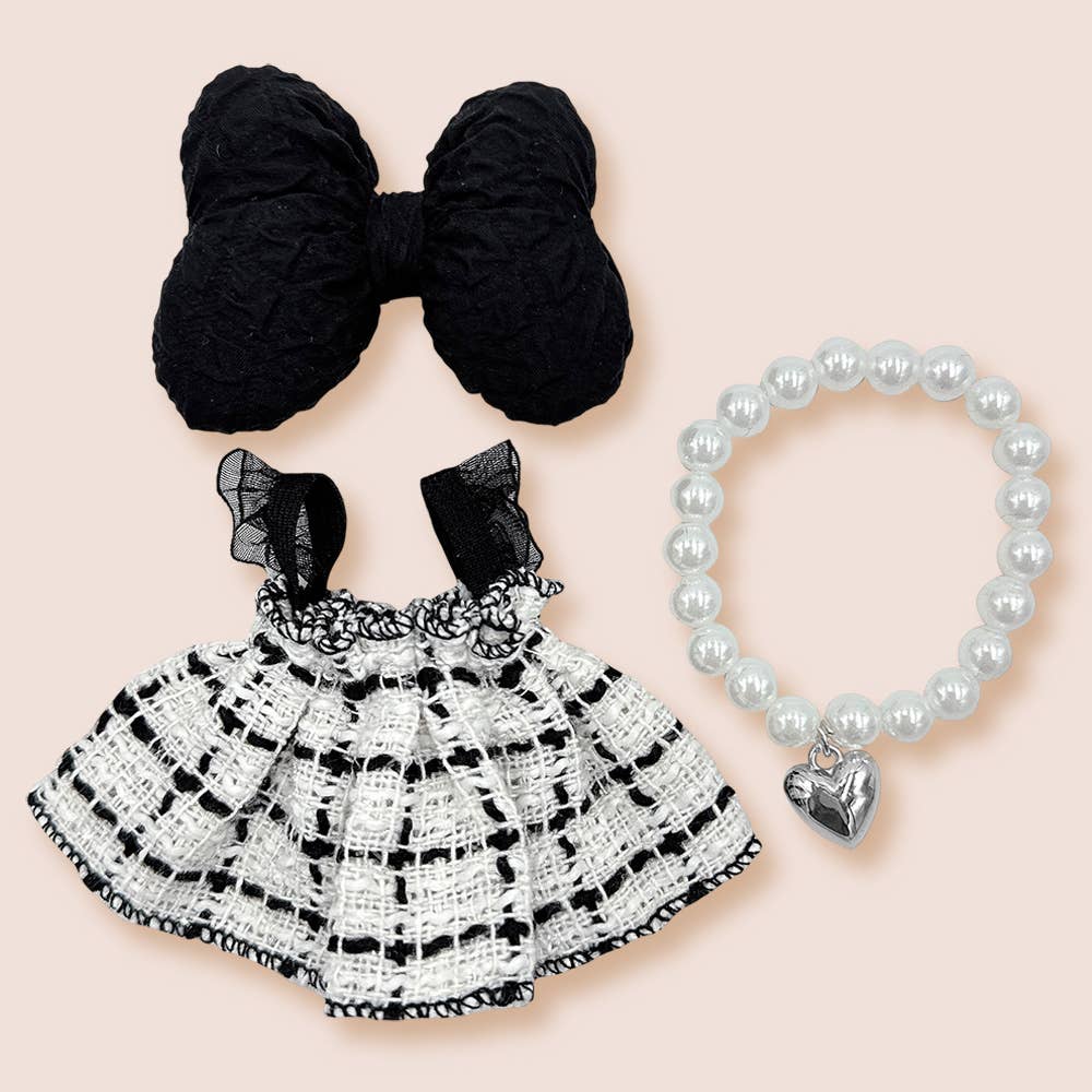 Adorable Labubu Compatible Mini Dress Outfit Set: Blue