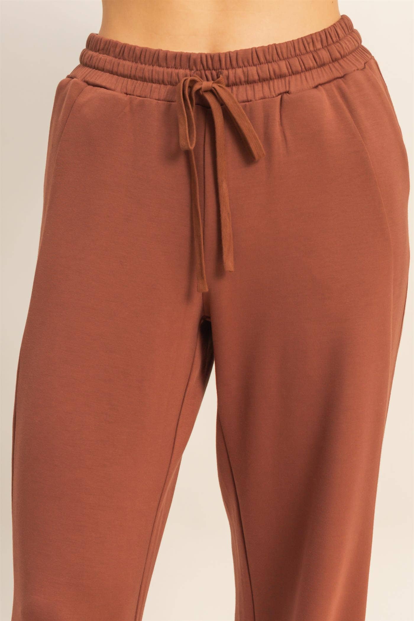Scuba High-Waist Wide-Leg Drawstring Sweatpants: DEEP GREEN / S-M-L(2-2-2)