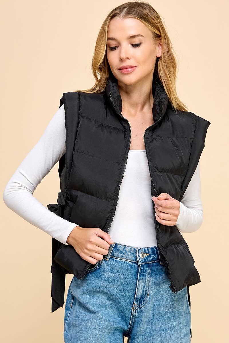 CV1231-Zipper Front Puffer Vest: KELLY GREEN / S