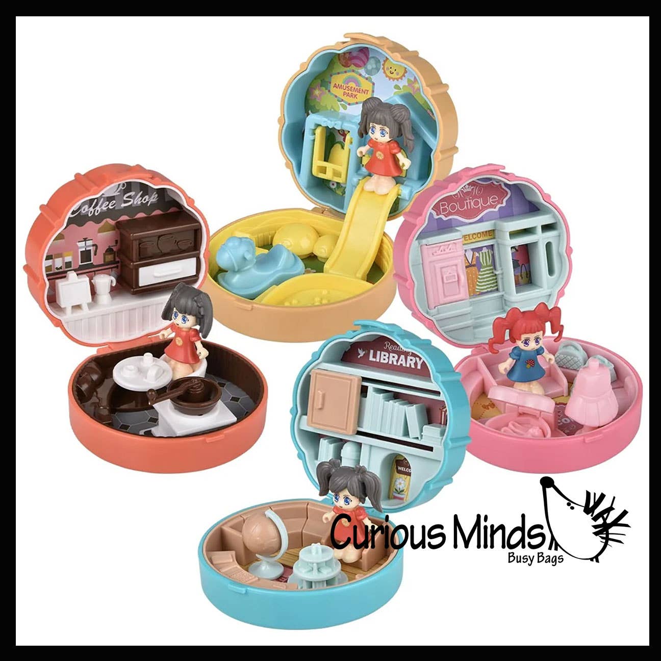 1 Pocket Size Mini Doll Playset - Folding Compact Doll House