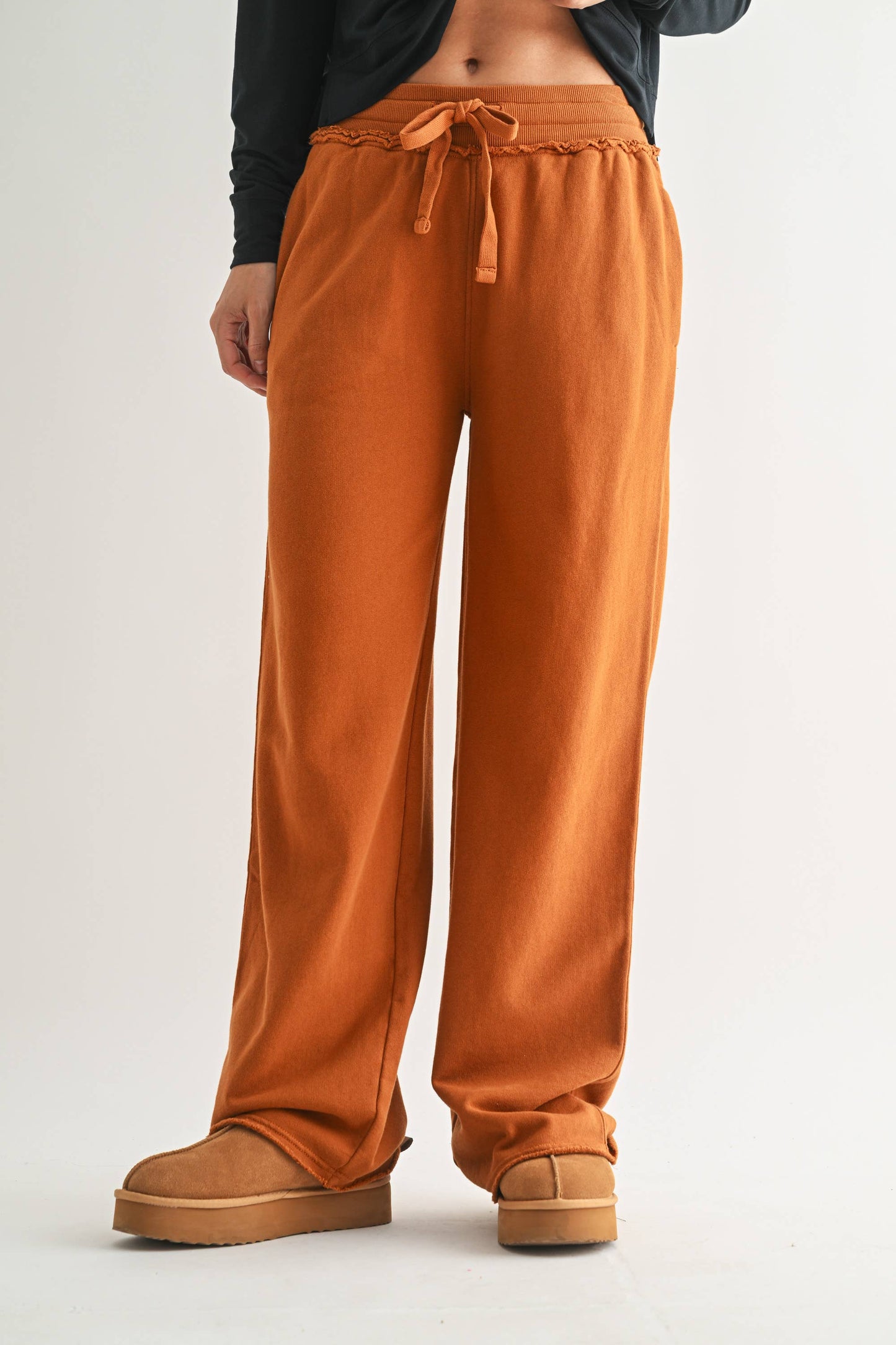 Wide Leg Cotton Core Pants: Black / S:M:L (2:2:2)