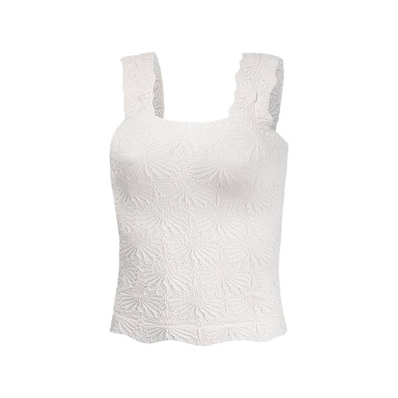 Flowers Jacquard fitted Tank -12 COLORS: Blue / S