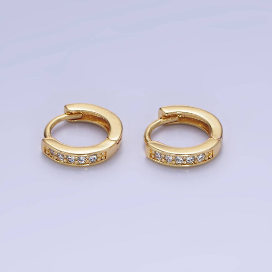 14K Gold Filled 10mm CZ Lined Cartilage Huggie Earrings : Gold