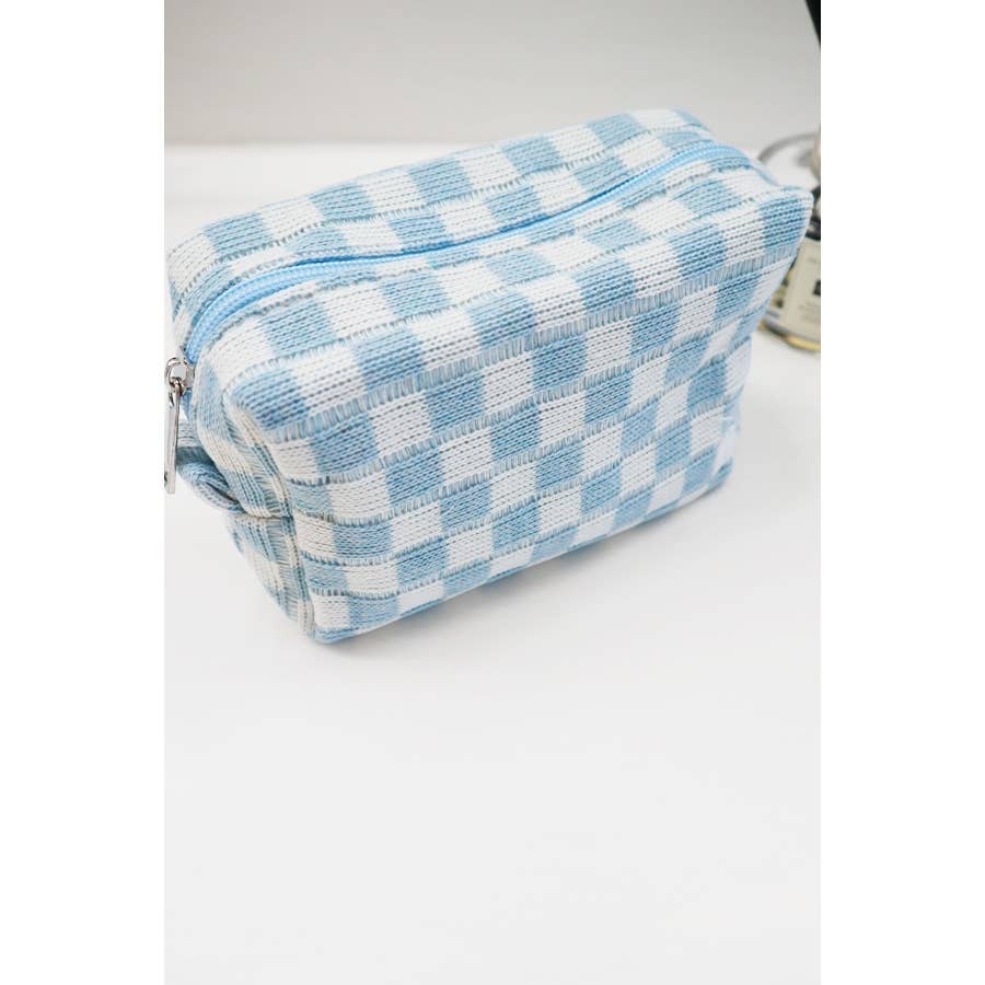 Checkered Knitted Cosmetic Bag: LAVENDER / ONE