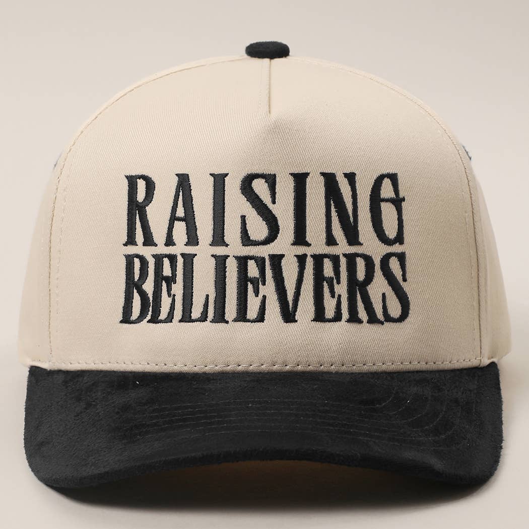 RAISING BELIEVERS Suede Two-Tone Trucker Hat: BLK / One Size