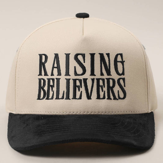 RAISING BELIEVERS Suede Two-Tone Trucker Hat: BLK / One Size