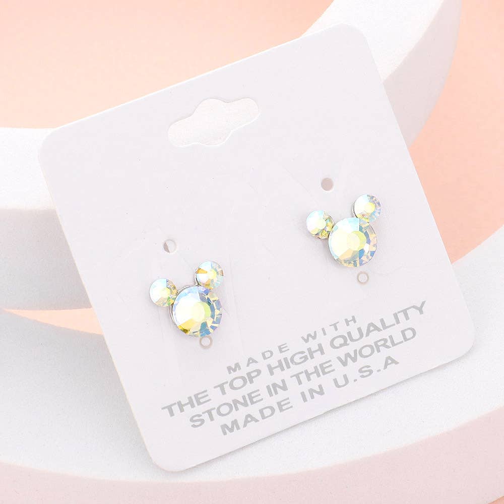 Mouse Character Stud Earrings: Blue