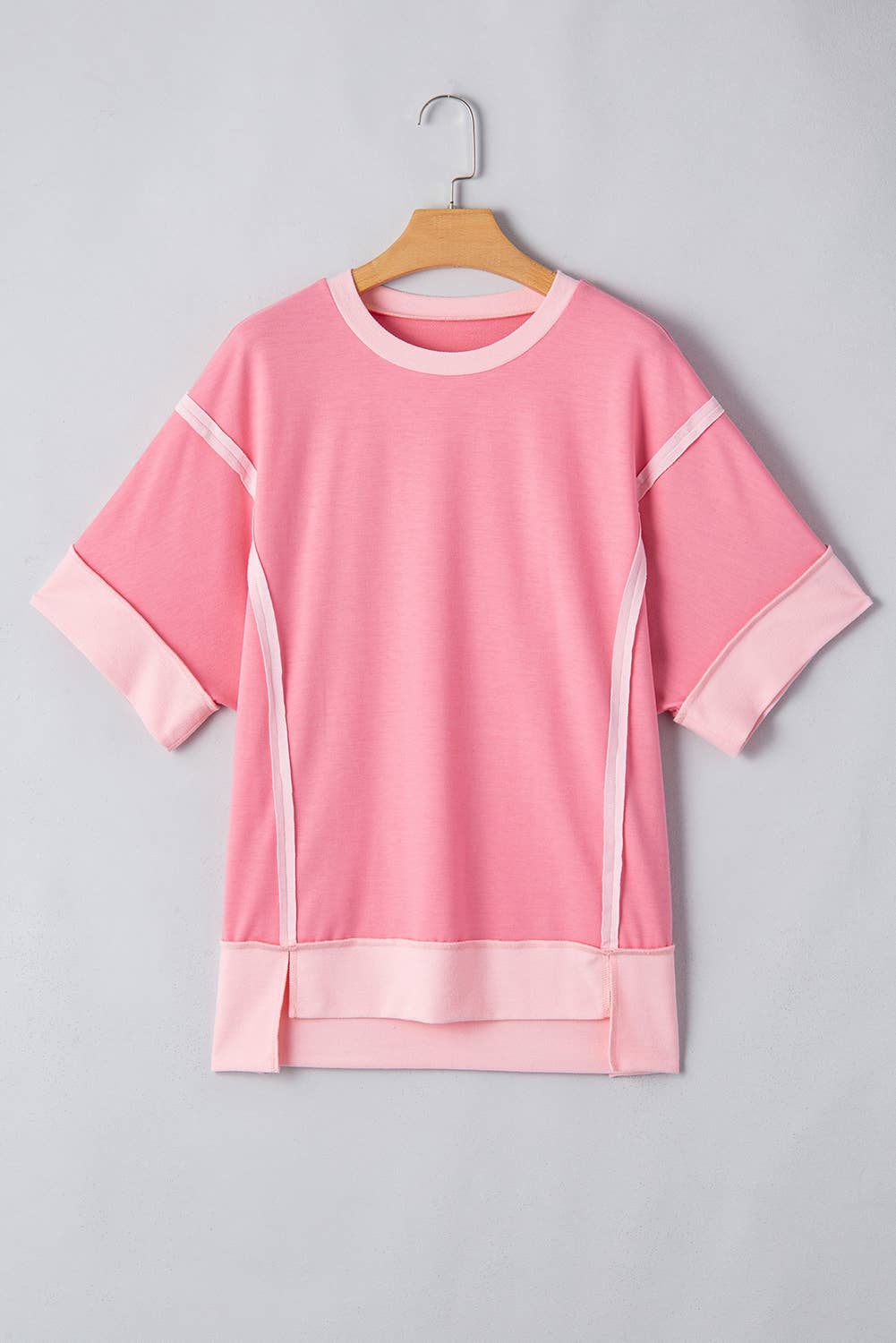 LDC Half Sleeve Raw Seam High Low Side Split Top|S-4X: Peach Blossom / L