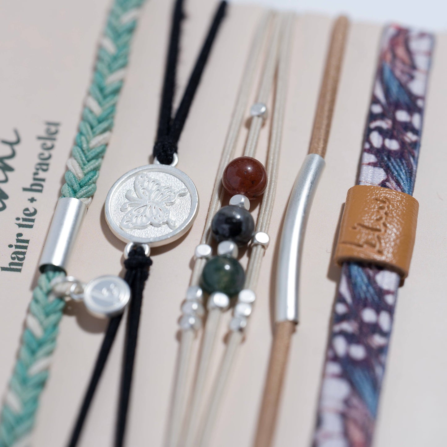 "Flourish" Natural Butterfly Hair Tie Bracelets: Small