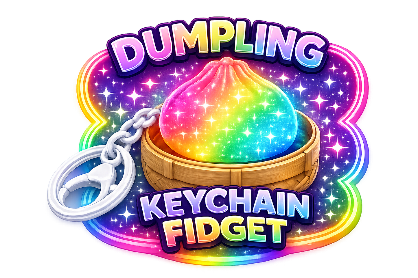 Fun Doh Dumpling Light-Up Click Fidget Keychain - 12/Display: Wholesale Price