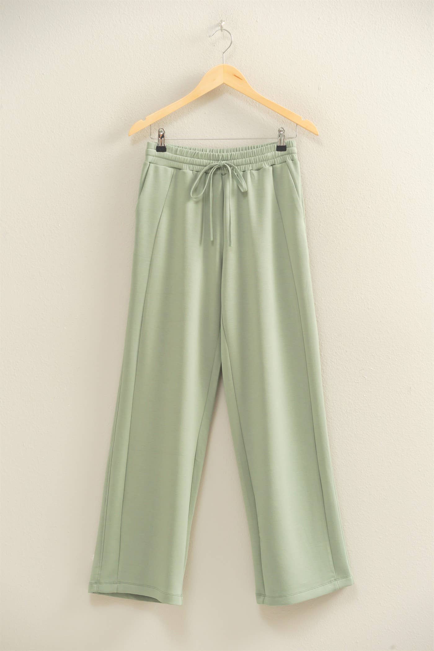 Scuba High-Waist Wide-Leg Drawstring Sweatpants: BLACK / S-M-L(2-2-2)