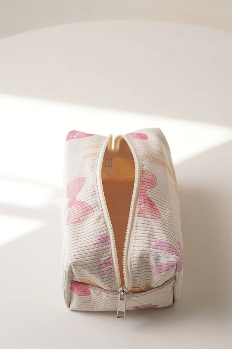 Trendy Pattern Design Cosmetic Makeup Pouch Bag: BOWKNOT PINK / 1 (ONE SIZE)
