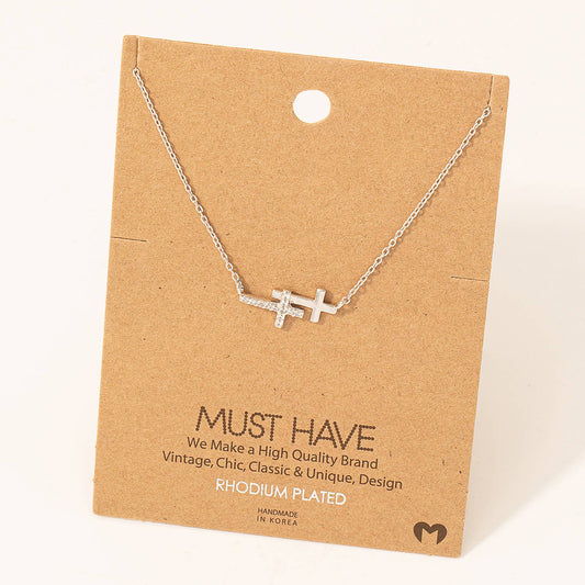 Double Cross Pendant Necklace: S