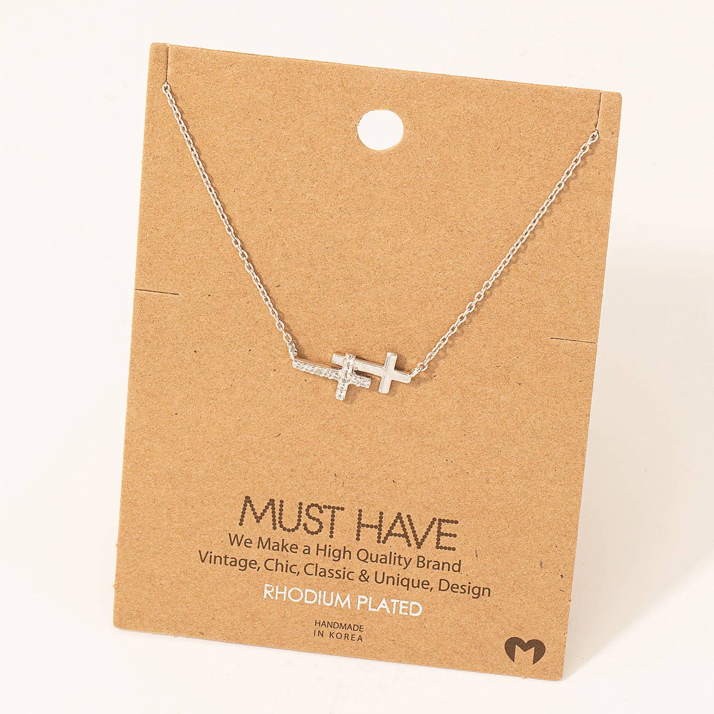 Double Cross Pendant Necklace: G