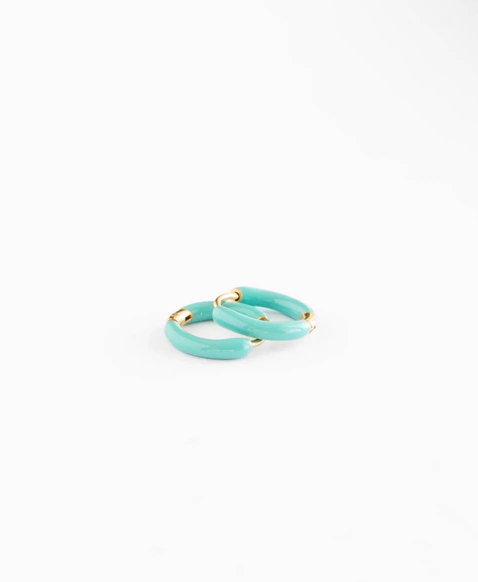 Enamel Hoop Earrings - Hypoallergenic, Flat Back, Girl Gift: Purple