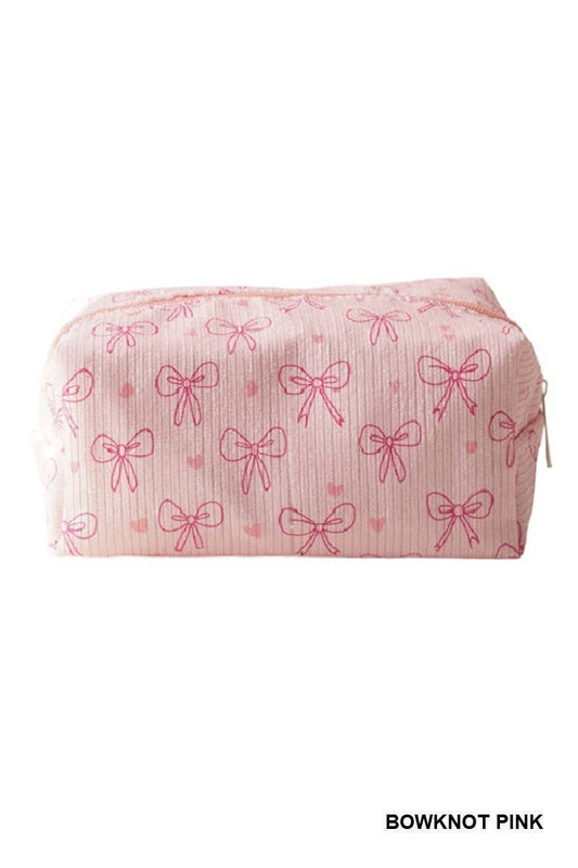 Trendy Pattern Design Cosmetic Makeup Pouch Bag: BOWKNOT PINK / 1 (ONE SIZE)