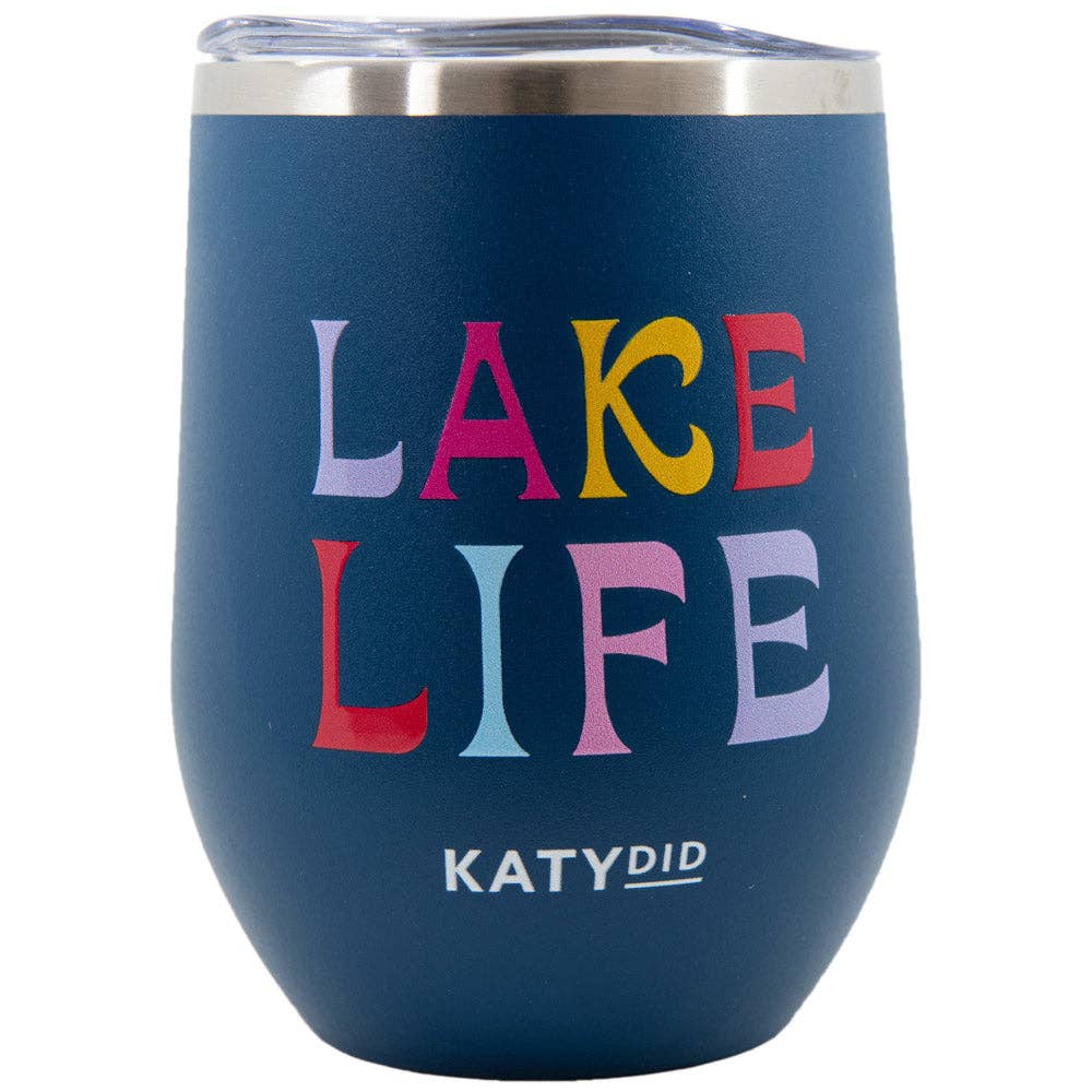 Lake Life Stainless Steel WINE TUMBLER: Navy