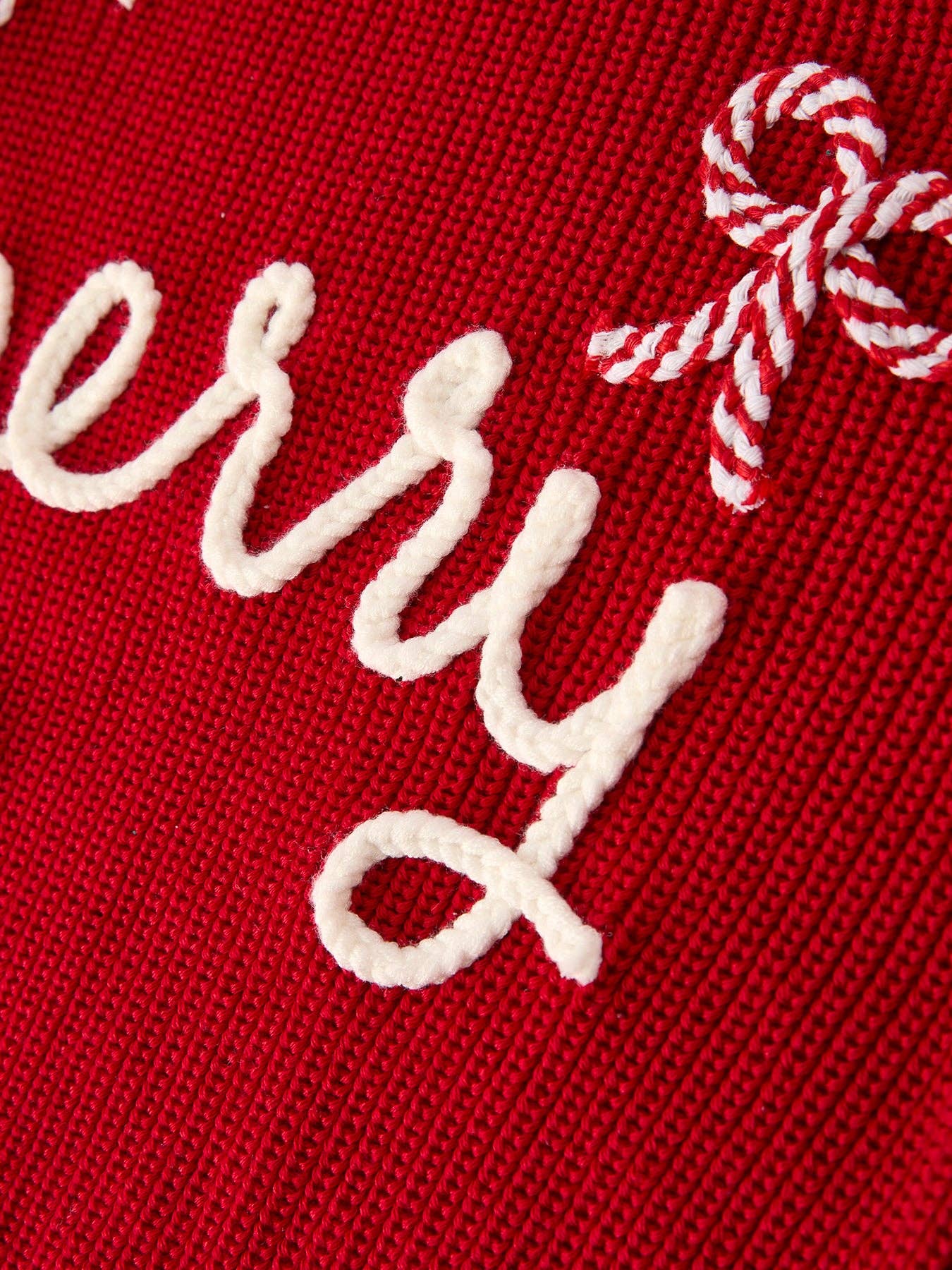（Pre-order）Girls Winter Christmas Red "merry" Pullover Sweater: 7