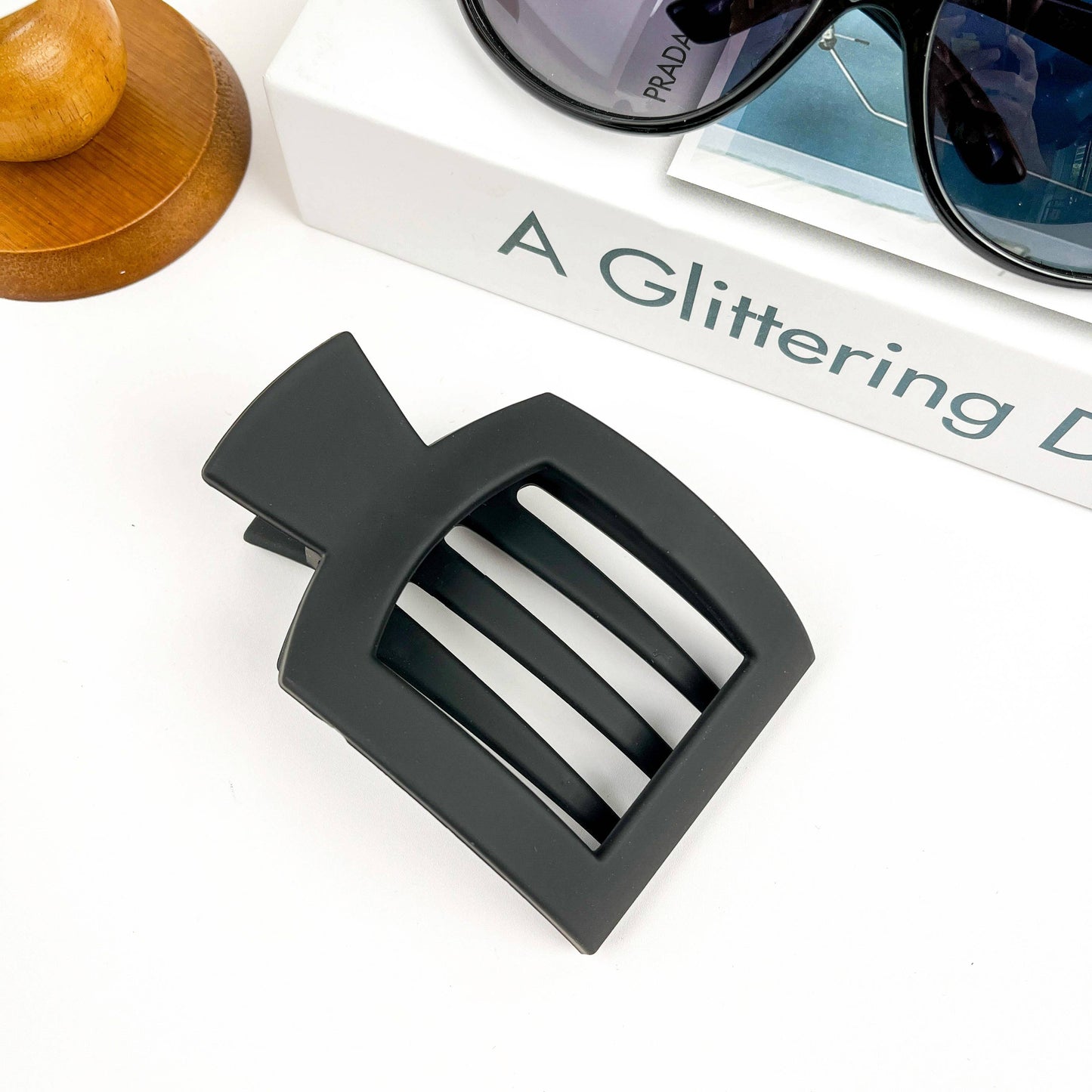 Square Hair Clip Frosted Claw Clip: Black