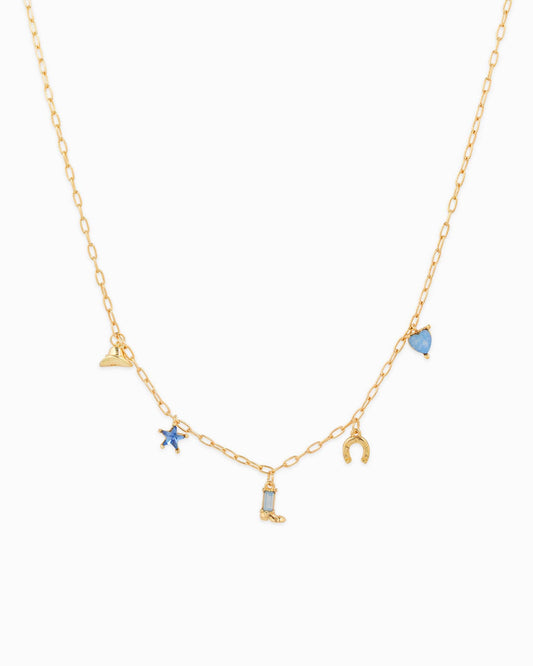 Pastel Champagne Color Western Necklace: Blue