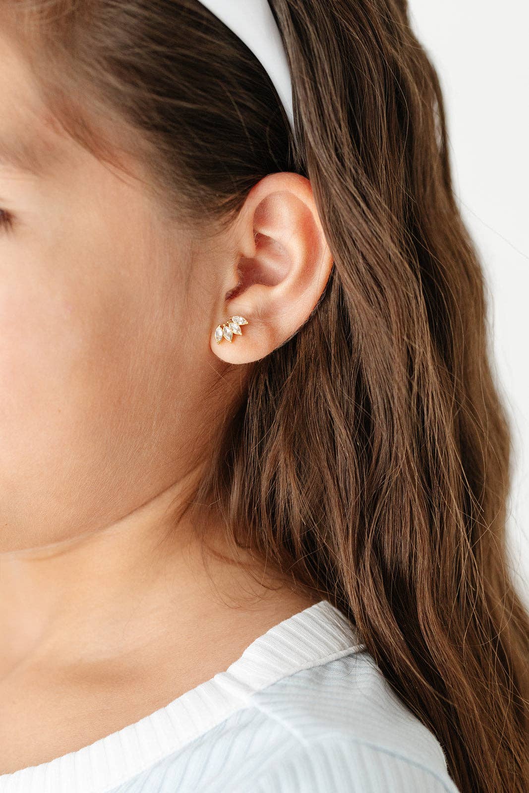 Diamond Crawler Stud Earrings - Hypoallergenic, Girl Gift: Pair