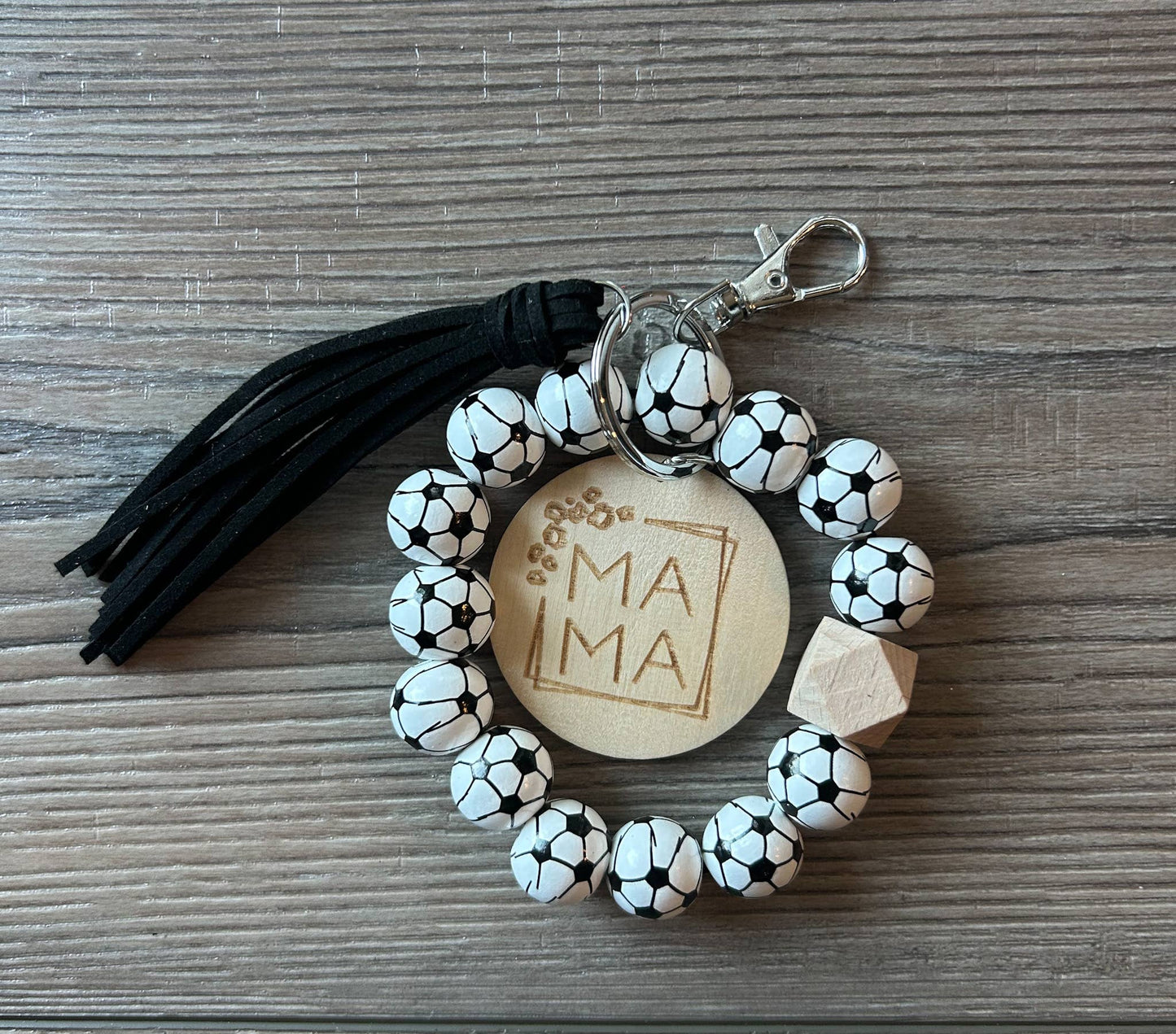 Mama Sports Keychain with Wooden Beads: Volleyball