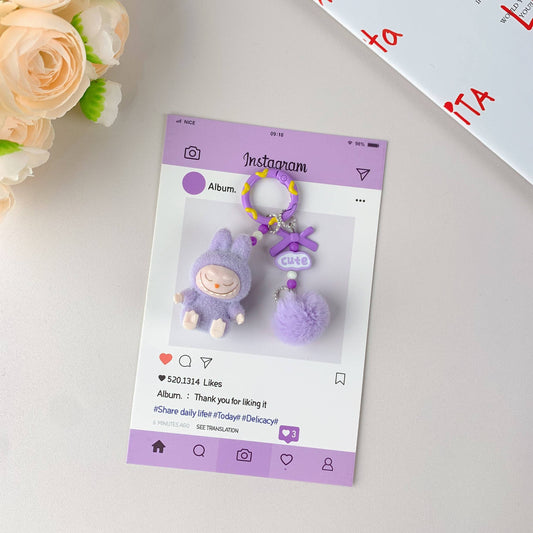 Labubu Hot-Selling Cute Keychain for Girls,Car Key Accessory: Purple