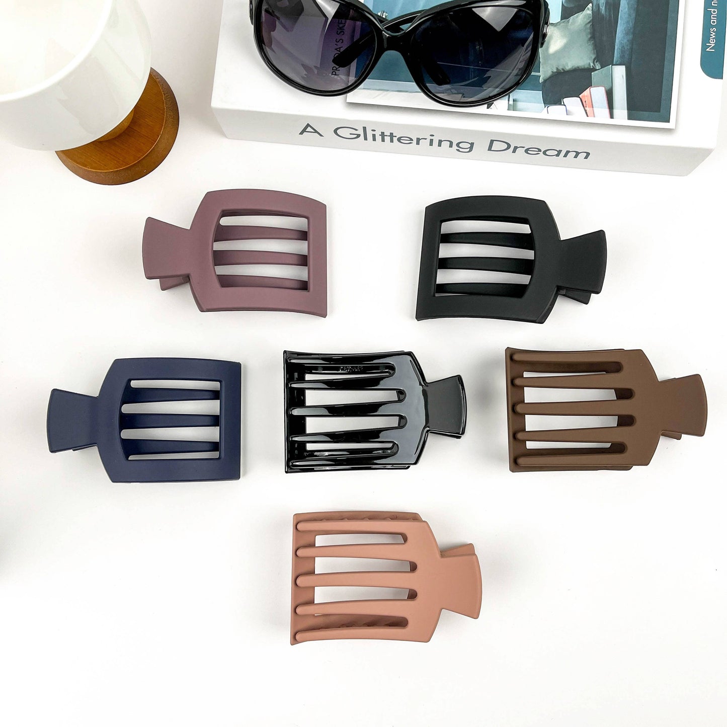 Square Hair Clip Frosted Claw Clip: Coffee