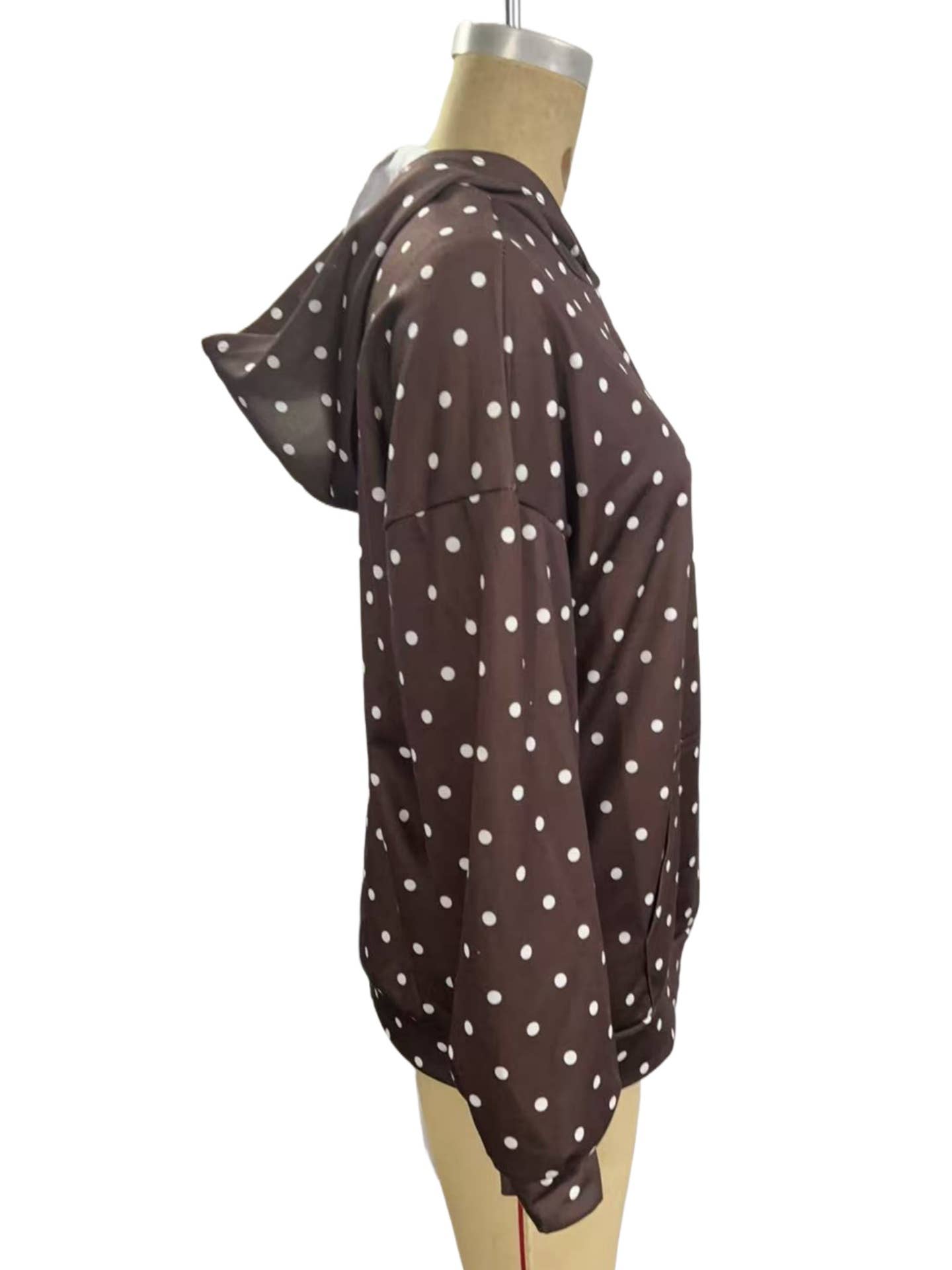 Oversized Polka dot print hoodie: Black / M