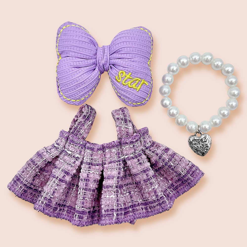 Adorable Labubu Compatible Mini Dress Outfit Set: Blue