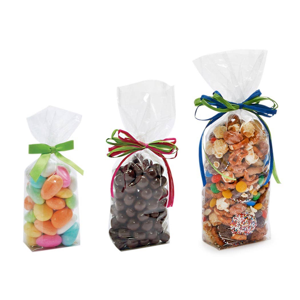 Clear 1.4 MIL Cello Treat Bags with Cardboard Bottom: 2.25x1.5x7" / 100