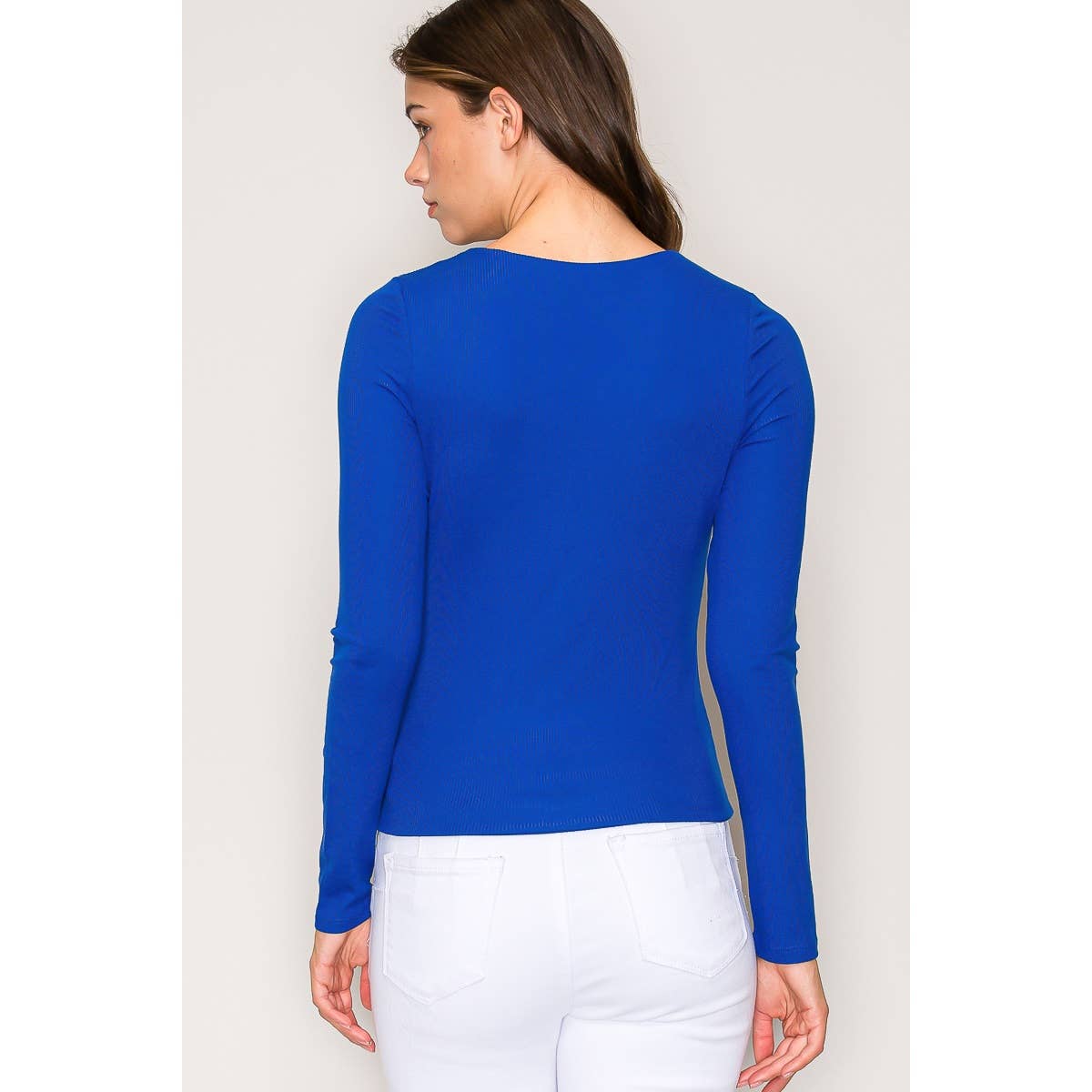 Double Layer Crew Neck Long Sleeve Rib Knit Top: Wine / S-M-L(2-2-2)
