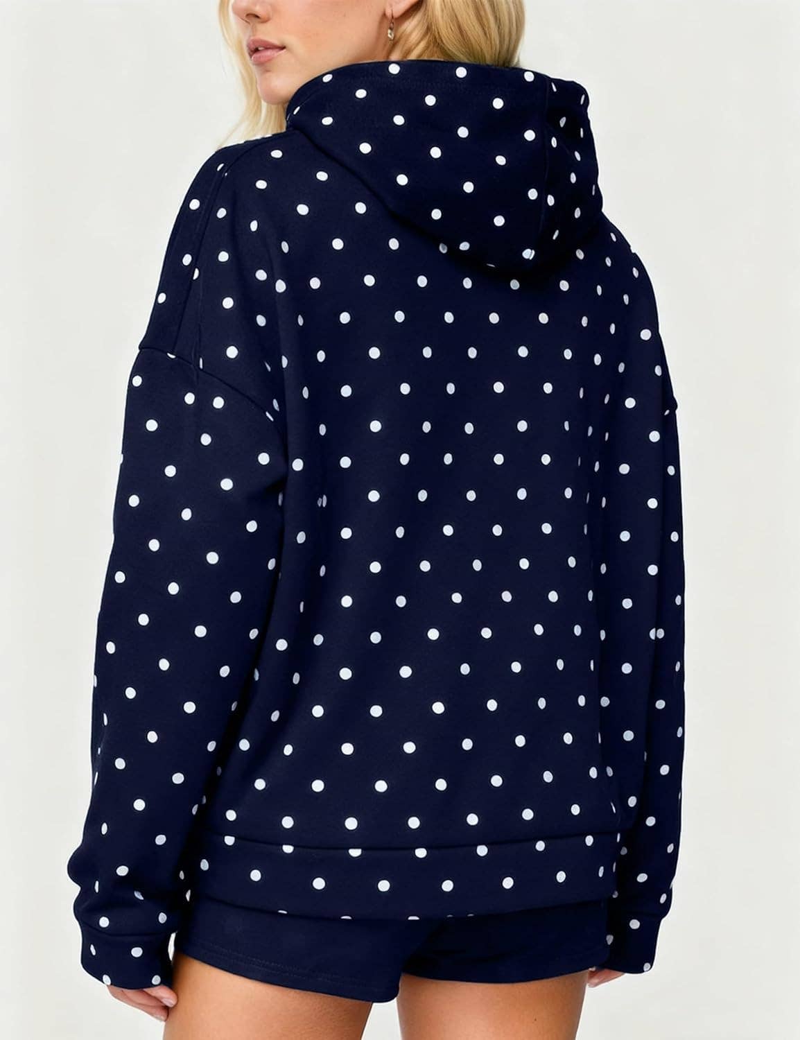 Oversized Polka dot print hoodie: Black / M