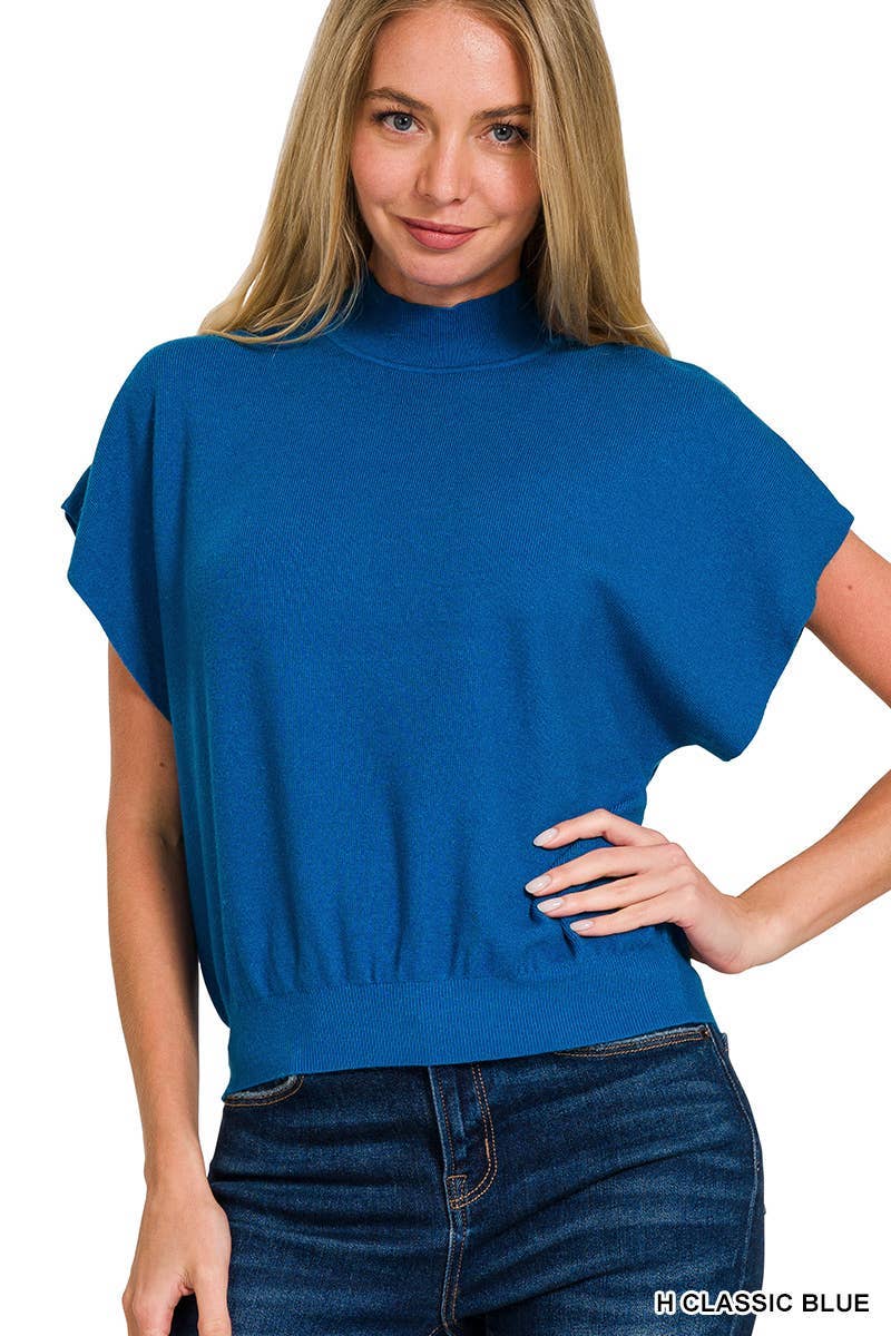 Mock Neck Short Dolman Sleeve Sweater: H DEEP CAMEL / 2-2-2 (S-M-L)