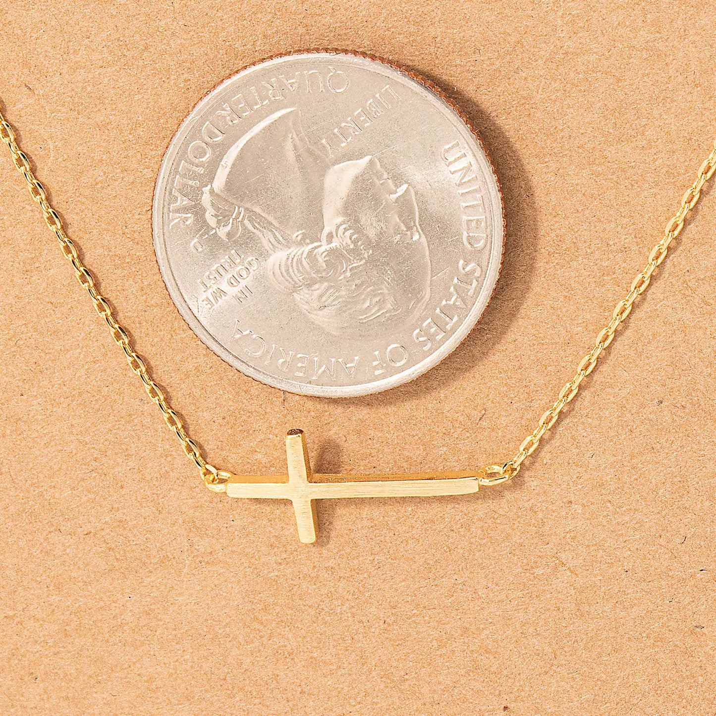 Side Cross Pendant Necklace: R