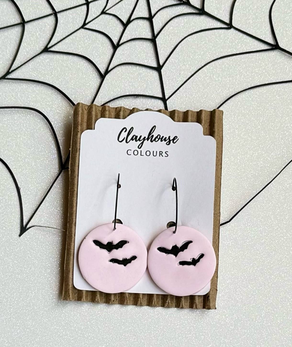 Pink Halloween Earrings : Pink Ghost Bows