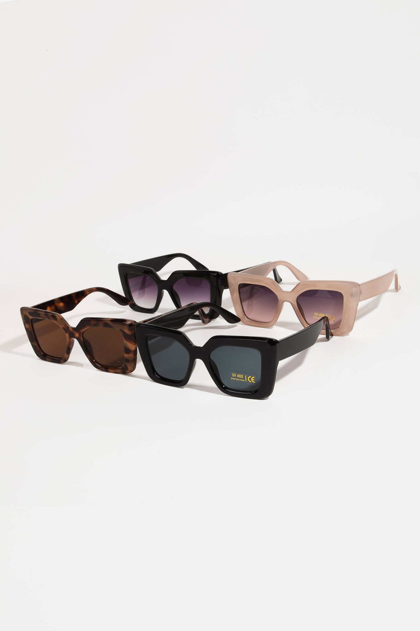 Thick Plastic Frame Cat Eye Sunglasses: Assorted