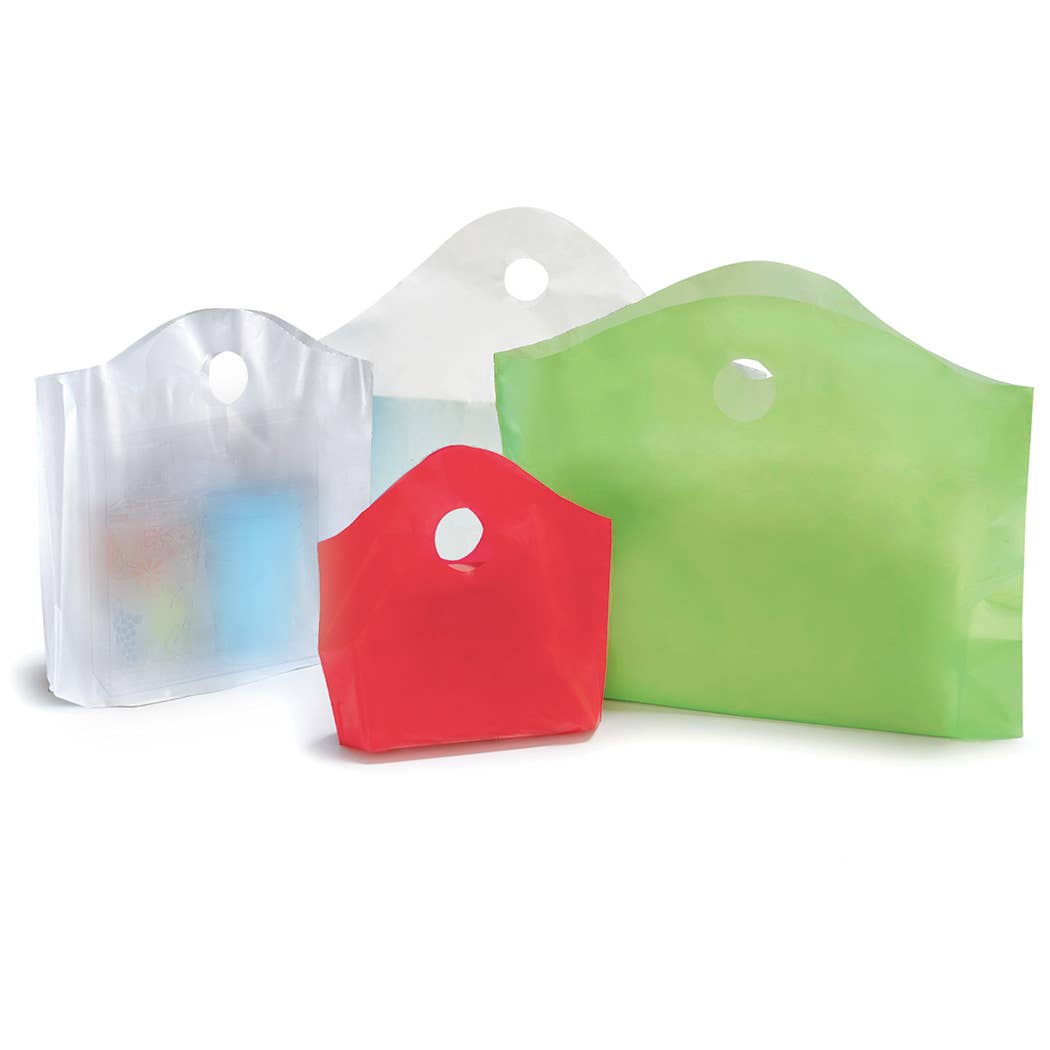 Wave Top Plastic Merchandise Bags: Blazing Pink / Medium 18x15x6"