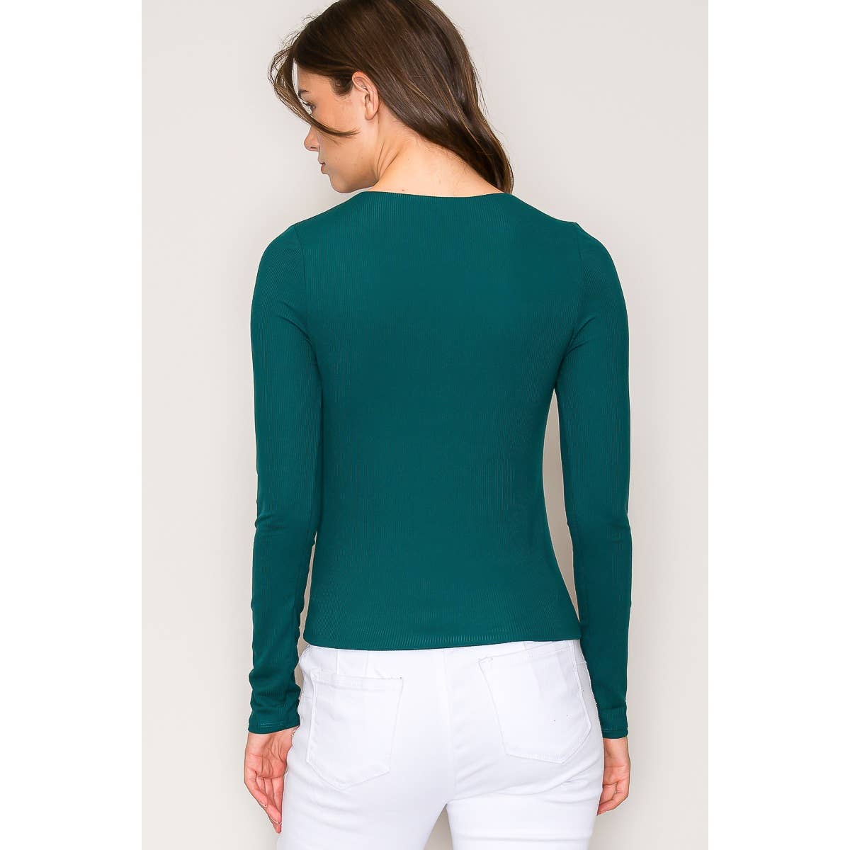 Double Layer Crew Neck Long Sleeve Rib Knit Top: Wine / S-M-L(2-2-2)