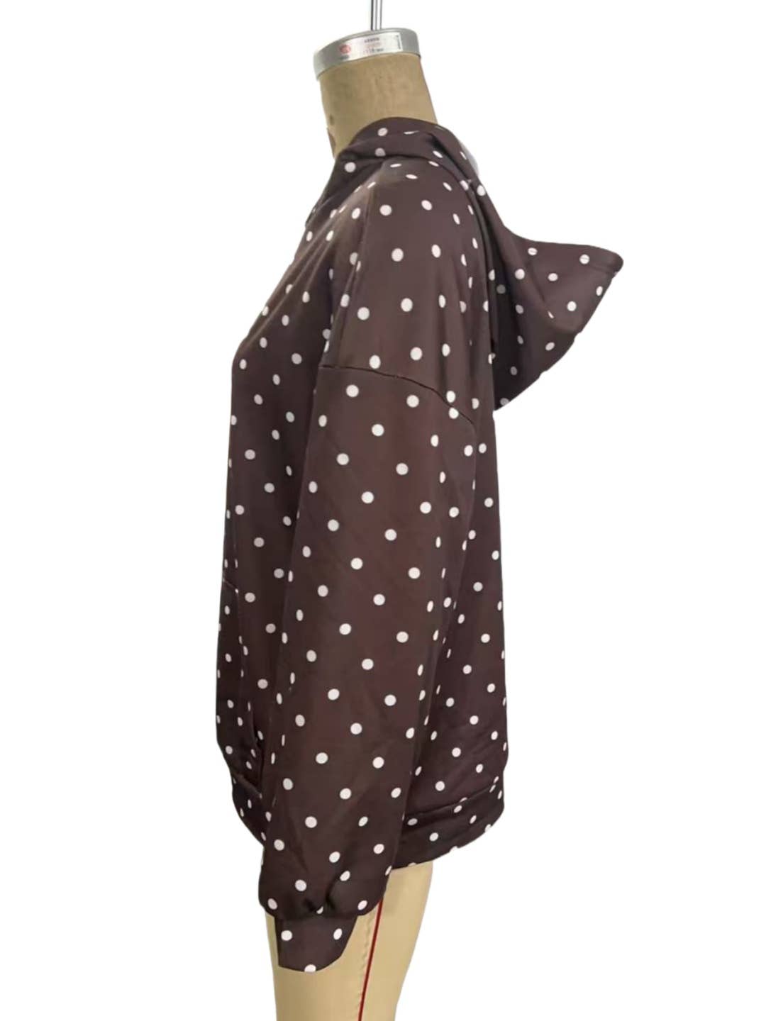 Oversized Polka dot print hoodie: Black / S