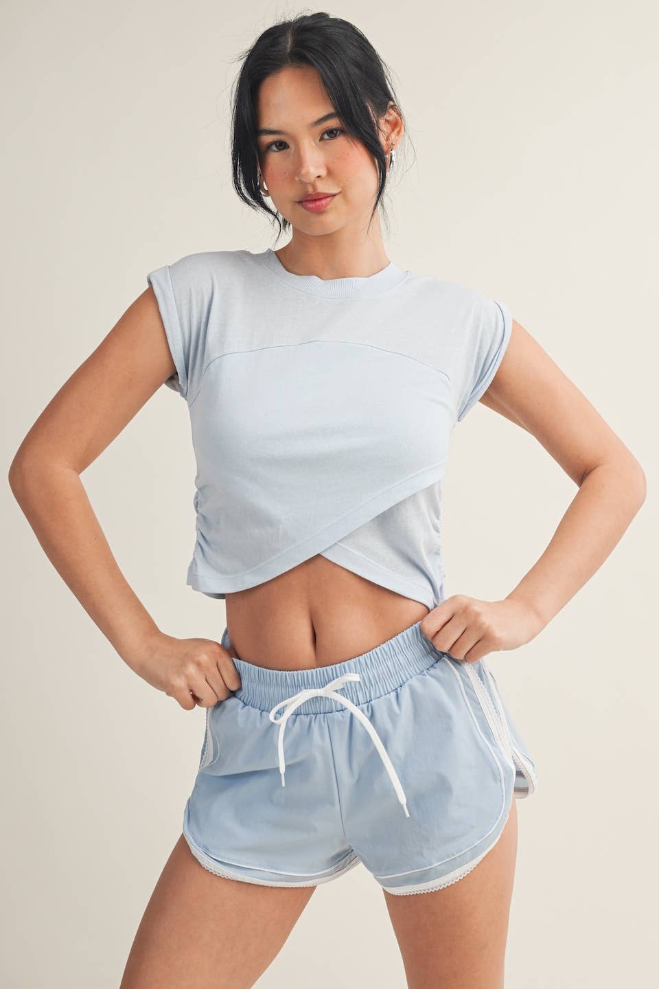 Slub Crossover Top: Pink / M