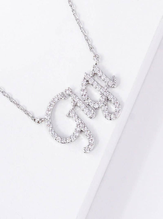 Gold Plated Gigi Script Necklace: Silver