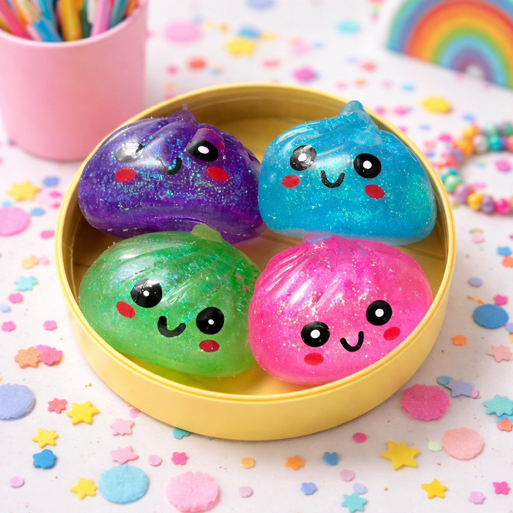 Mini Dumpling Squishy Set (4 Pack) – Case Pack | Cute Sensory Stress Toys