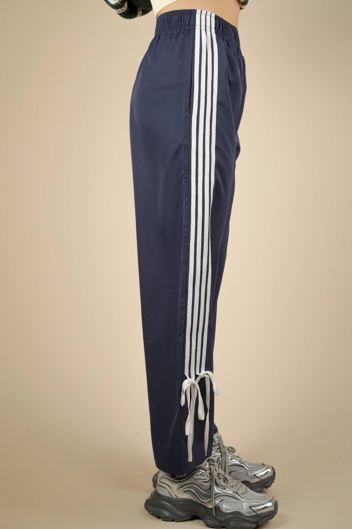 NP70839-Side Ribbon Detail Jersey Pants: FOREST / S-M-L/2-2-2