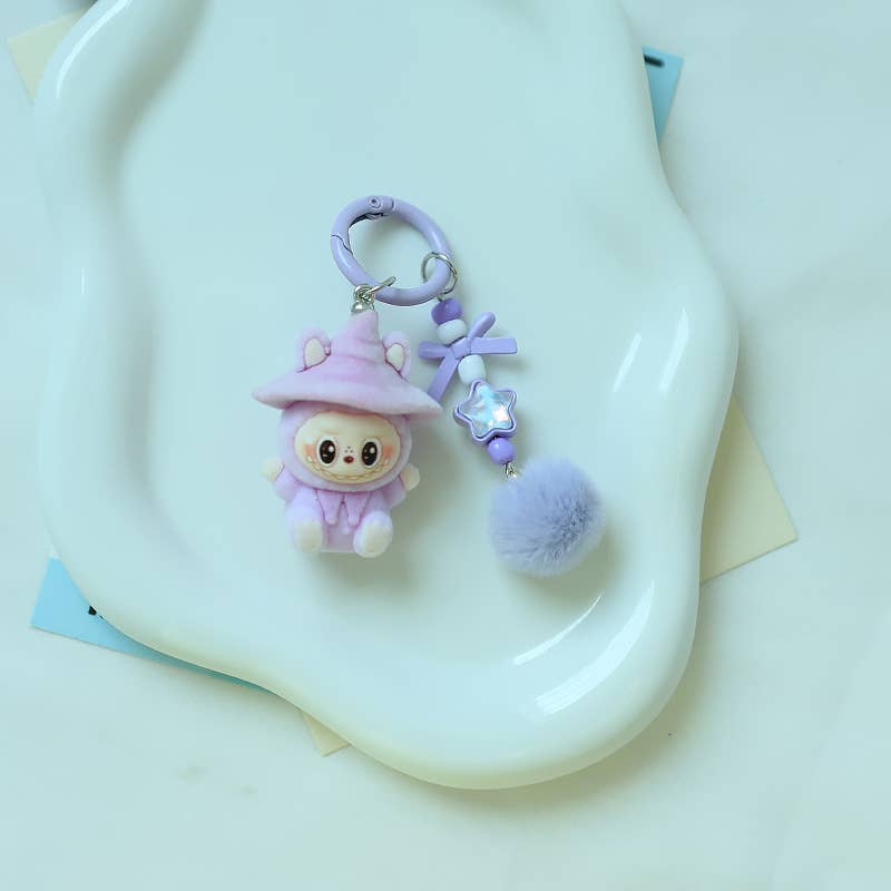 Velvet Wizard Labubu Doll Keychain: Darkblue / M